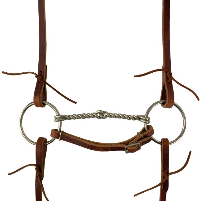 Harness Oiled Leather One Ear Headstall with O-Ring Snaffle and 8ft Reins #2