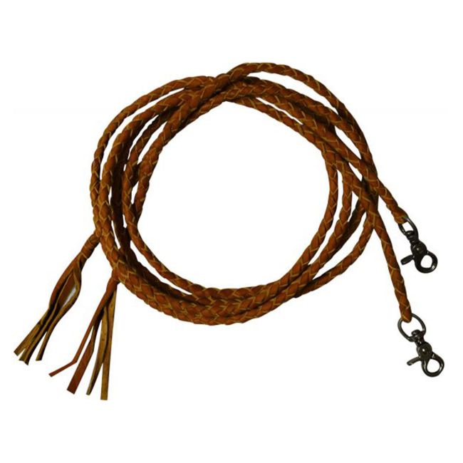 Leather braided split reins with scissor snap ends. 6.5 ft long #4