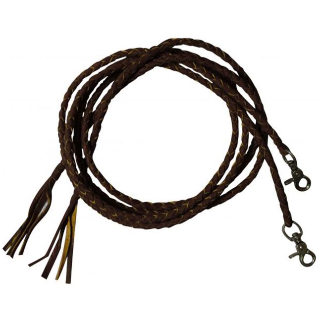 Leather braided split reins with scissor snap ends. 6.5 ft long #3