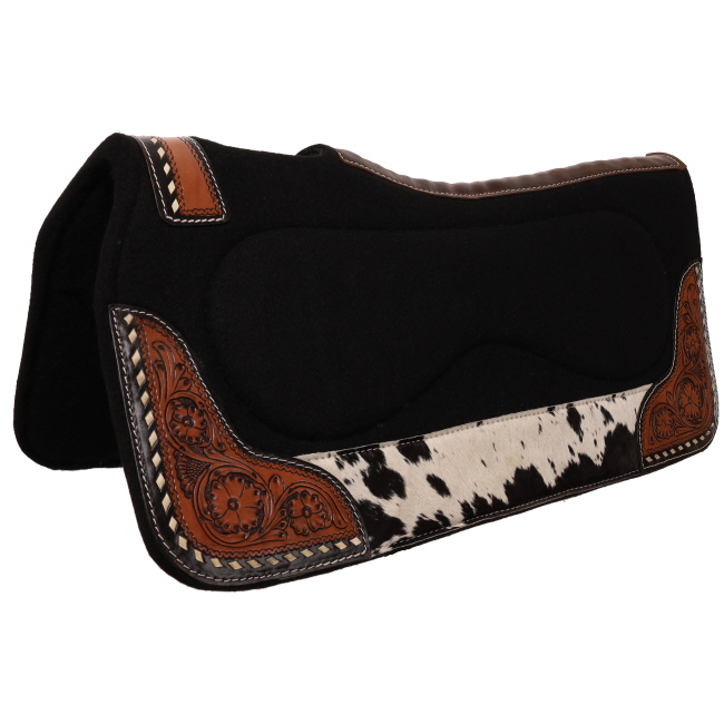 Showman 31" x 32" Bloomhide Contoured Black Felt Saddle Pad #2