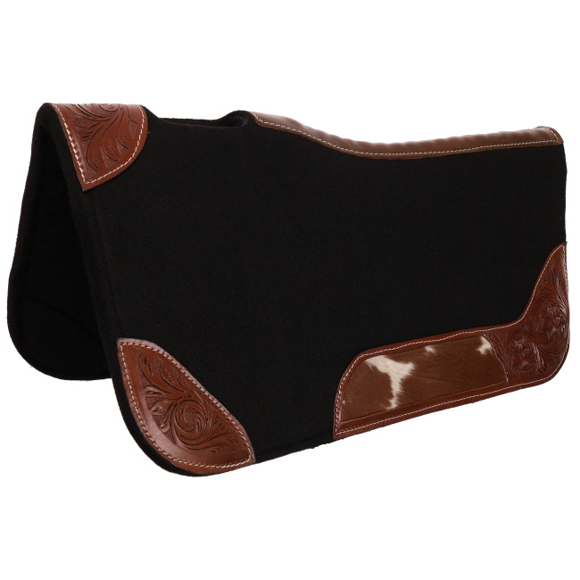 Showman 31" x 32" Blazing Hide Contoured Black Felt Saddle Pad #2