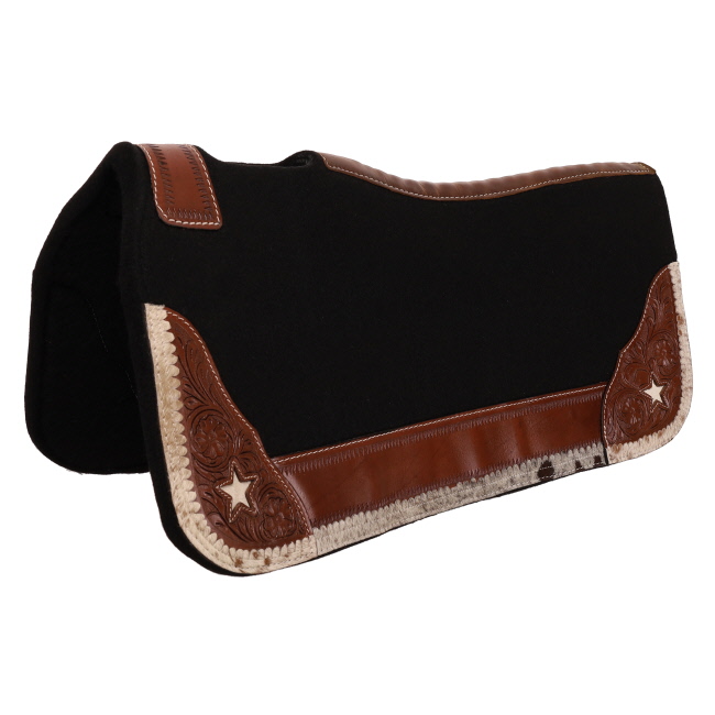 Showman 31" x 32" Starry Hide Contoured Black Felt Saddle Pad #2