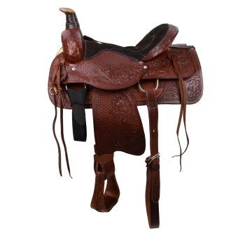 16" Buffalo Argentina cow leather roper style saddle. Please note this saddle is not warrantied for roping