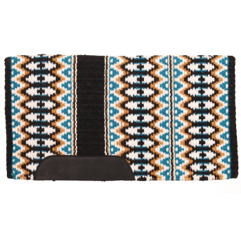 Showman 34" x 40" Heavy Weight Woven Wool, Single Ply Saddle Blanket - Teal and Orange