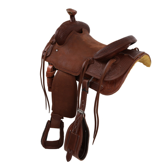 Showman Legacy Series Roughout and Tooled Roping Saddle - 16 Inch #2