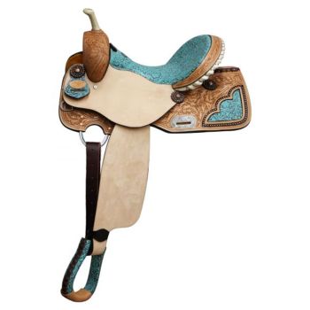 14", 15", 16" Double T Barrel Style Saddle with Filigree Print Seat