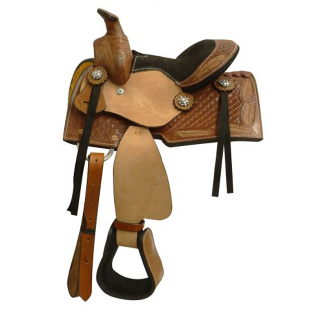 8" Pony Saddle with Feather Tooling