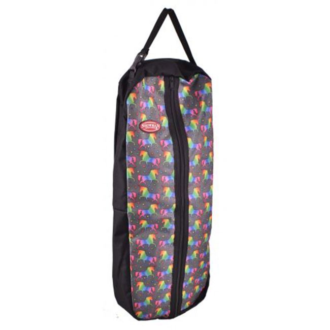 Showman Unicorn printed nylon halter &amp; bridle bag with zipper front