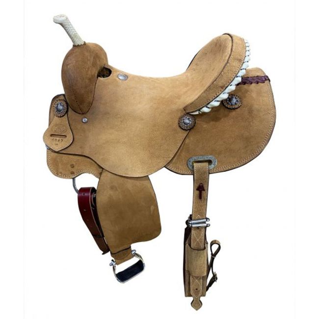 15", 16" Circle S Barrel Style Saddle with Rawhide Trim Accents