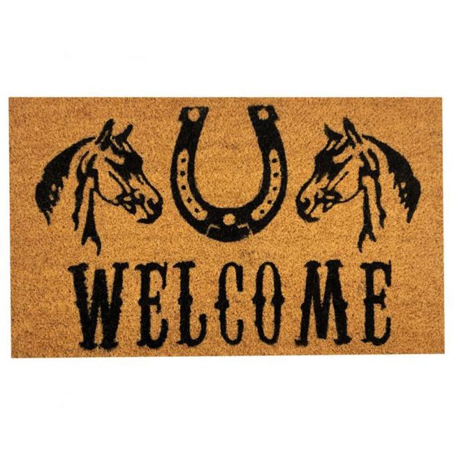 Welcome Horseshoe &amp; Horsehead Design Outdoor Door Mat