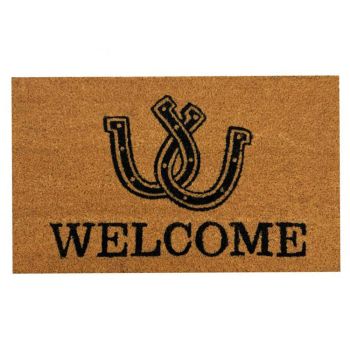 Welcome Double Horseshoe Design Outdoor Door Mat