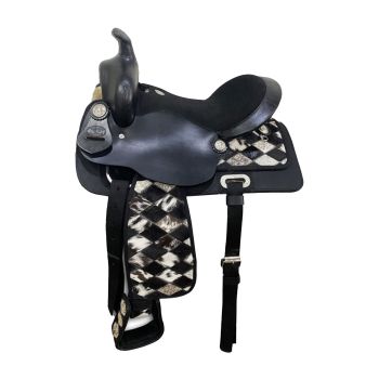 Double T Nylon Cordura Saddle with Suede Leather Seat and Leather Jockeys - 13 Inch