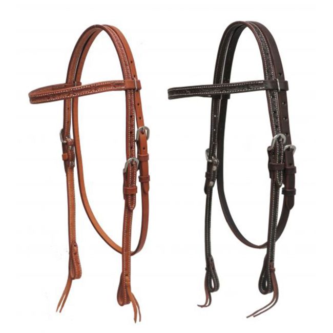 Showman Argentina Cow Leather Browband Headstall with Barbed Wire Tooling