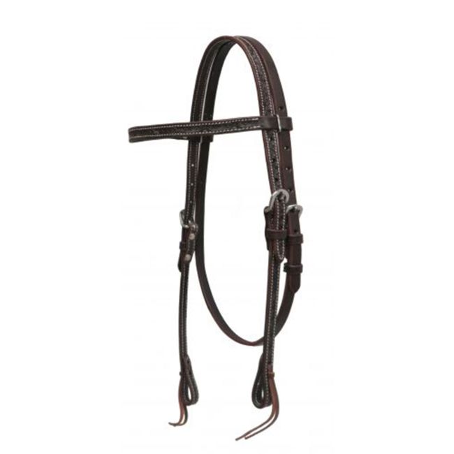 Showman Argentina Cow Leather Browband Headstall with Barbed Wire Tooling #2