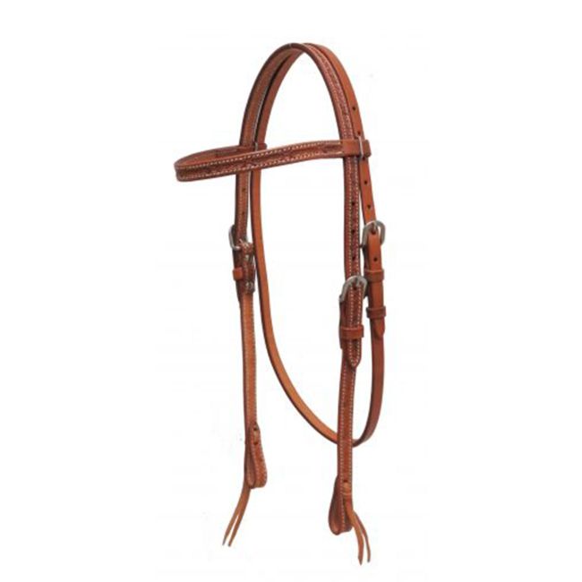 Showman Argentina Cow Leather Browband Headstall with Barbed Wire Tooling #3