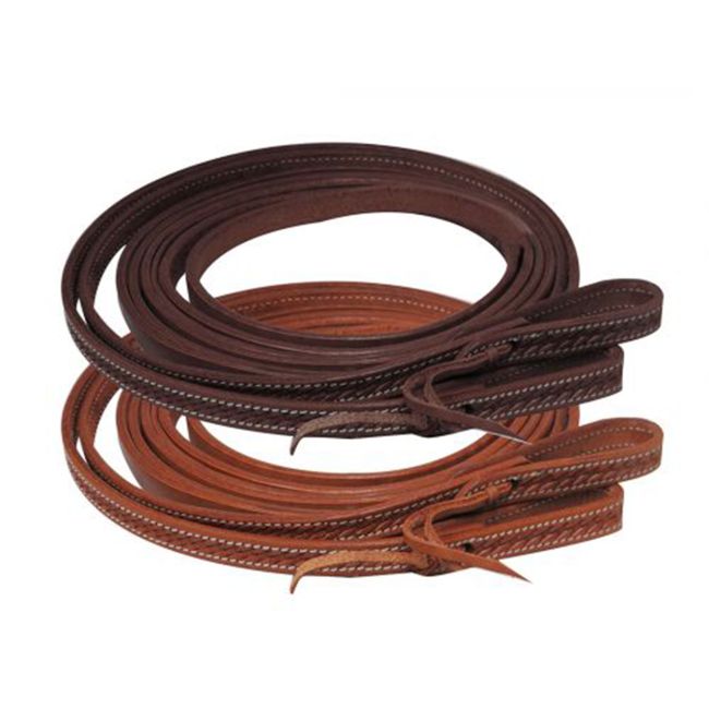 Showman 5&#47;8" x 8ft Argentina cow leather basket weave tooled split reins