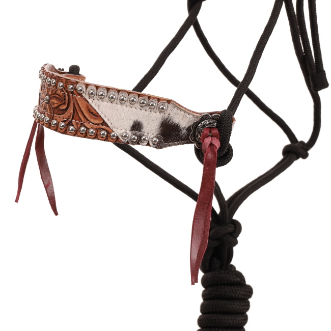 Showman Cowpuncher Leather Nose Cowboy Knot Halter #2