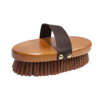 Medium Bristle Brush with Smooth Wooden Oval Base