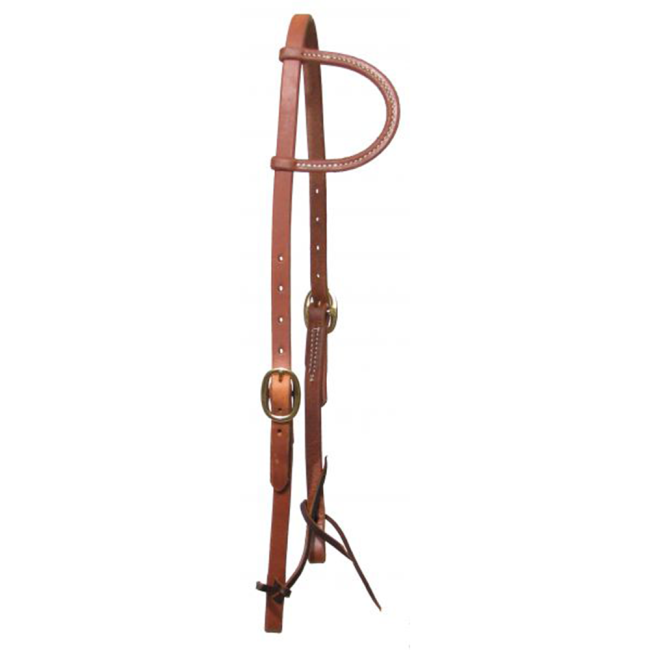 Showman Oiled Harness Leather Double Buckle Sliding One Ear Headstall