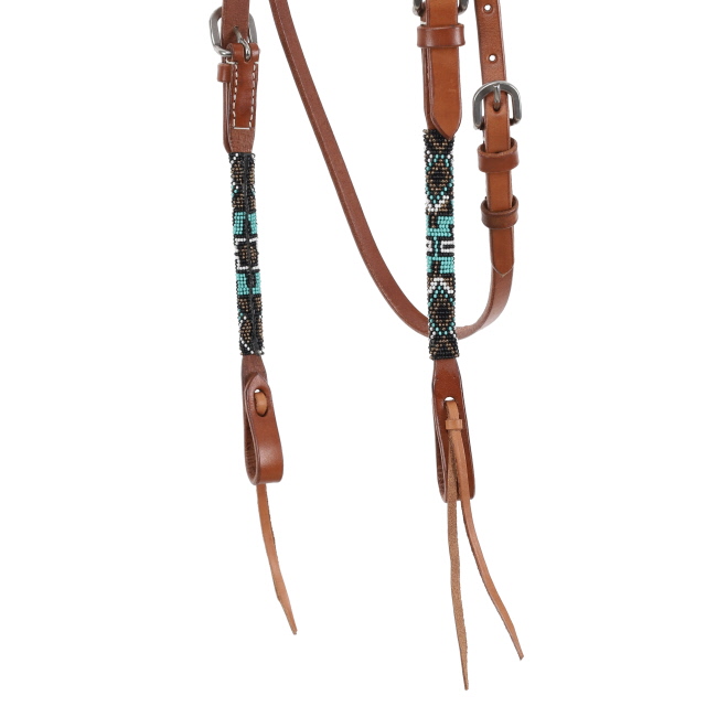 Showman Beaded browband headstall. Headstall is made of Argentina leather #2