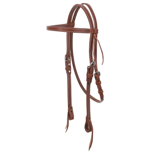 Showman Medium Oiled Double Stitched Browband Leather Headstall