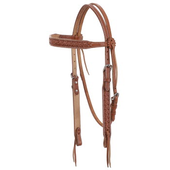 Showman Argentina Cow Leather browband headstall with scalloped tooling