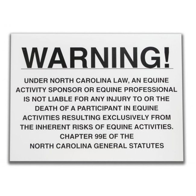 18" x 24" North Carolina equine liability sign