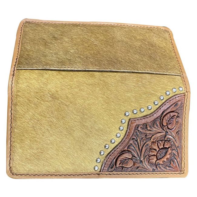 Light Brown Men's Leather Wallet with Hair on Cowhide