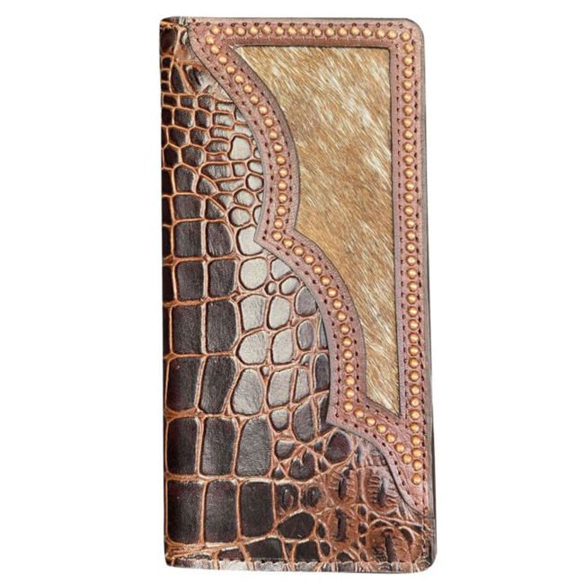 Light Brown Men's Wallet with hair on cowhide inlay