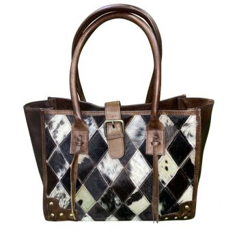 Klassy Cowgirl Black & White Patterned Hair on Cowhide Shoulder Bag