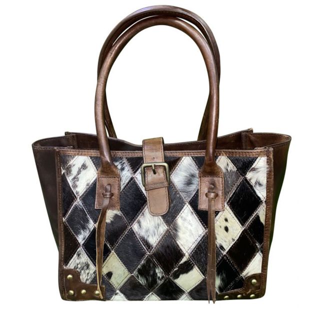 Klassy Cowgirl Black &amp; White Patterned Hair on Cowhide Shoulder Bag