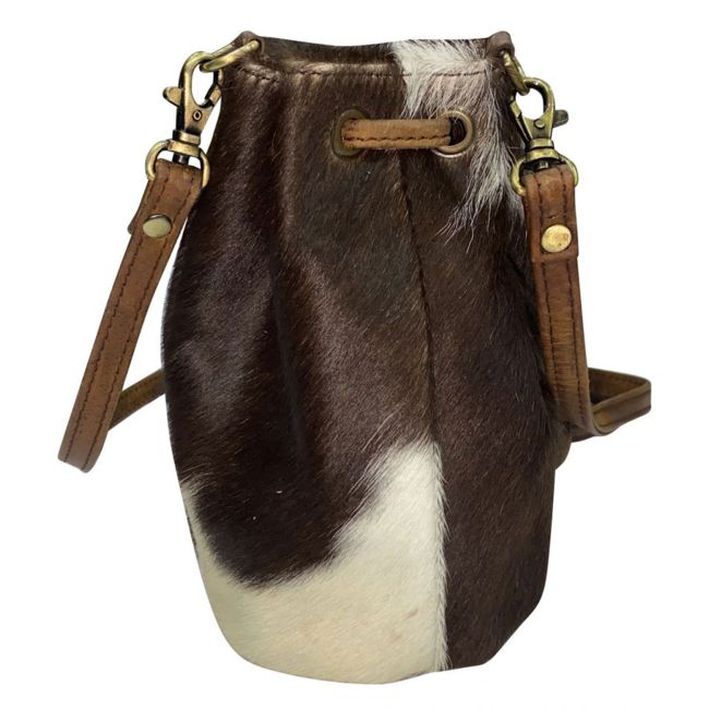 Showman Small Hair on Cowhide Leather Bucket Bag #2