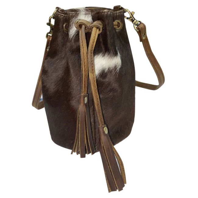 Showman Small Hair on Cowhide Leather Bucket Bag