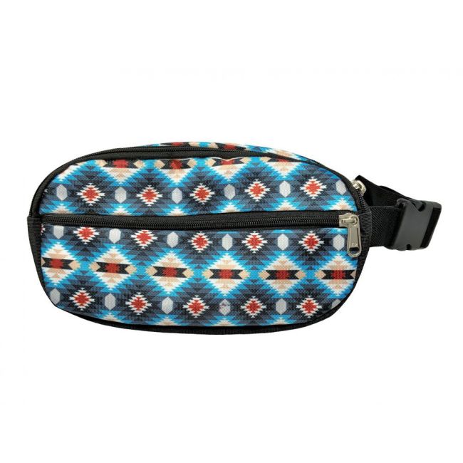 Showman Hip Pack (Fanny Pack) Bag with Blue Aztec design