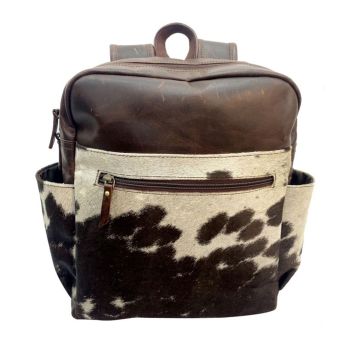 Klassy Cowgirl Hair on Cowhide Leather Backpack - brown and white