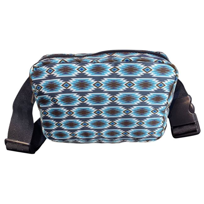 Showman Aztec Nylon Belt Bag - Gray&#47;Brown&#47;Blue