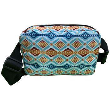 Showman Aztec Nylon Belt Bag - Blue/Orange/Teal