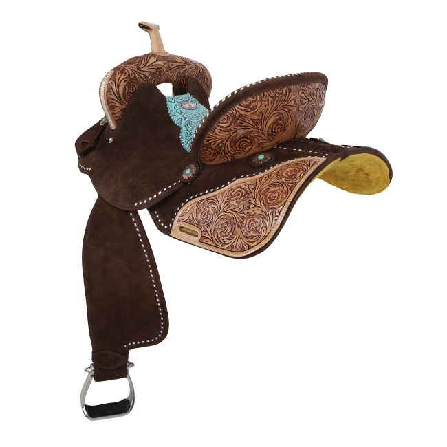 Klassy Cowgirl Teal Rose Barrel Style Saddle - 14, 15, 16 Inch #2