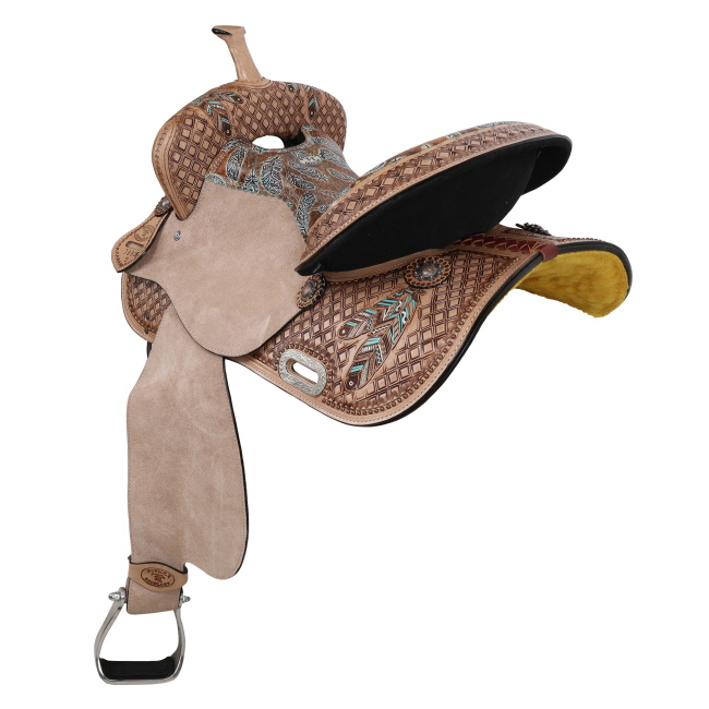 Double T Feathered Horizon Barrel Style Saddle - 15 Inch #2