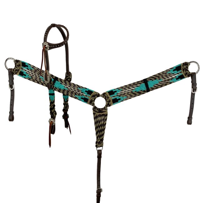 Showman Waves Corded Mohair One Ear Headstall and Breastcollar Set