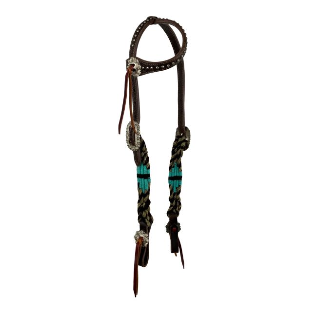 Showman Waves Corded Mohair One Ear Headstall and Breastcollar Set #3