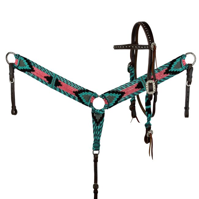Showman Sangria Corded Mohair Browband Headstall and Breastcollar Set