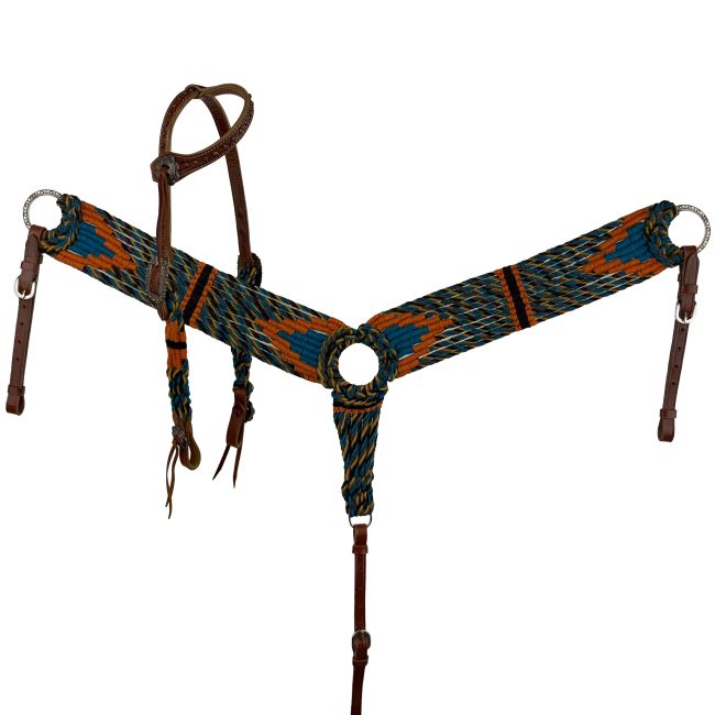 Showman Sunset Corded Mohair One Ear Headstall and Breastcollar Set