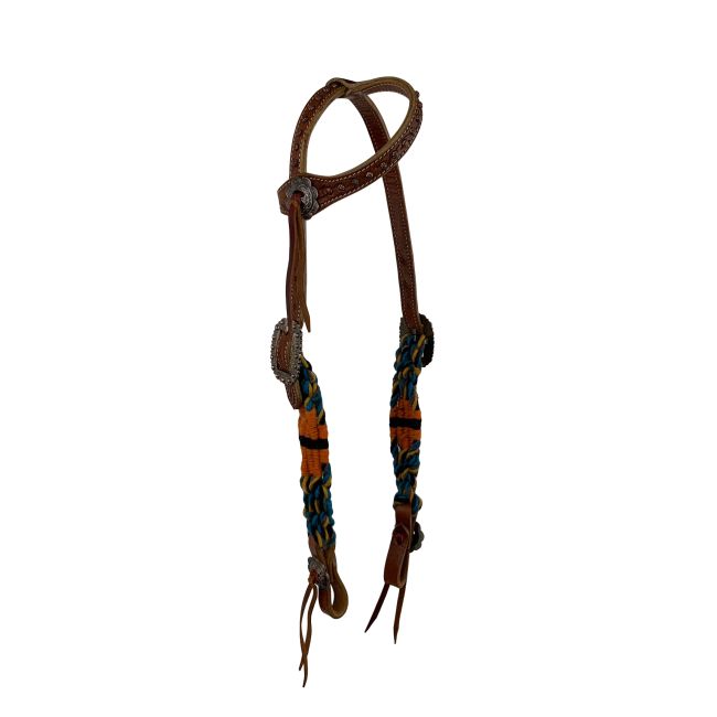 Showman Sunset Corded Mohair One Ear Headstall and Breastcollar Set #3