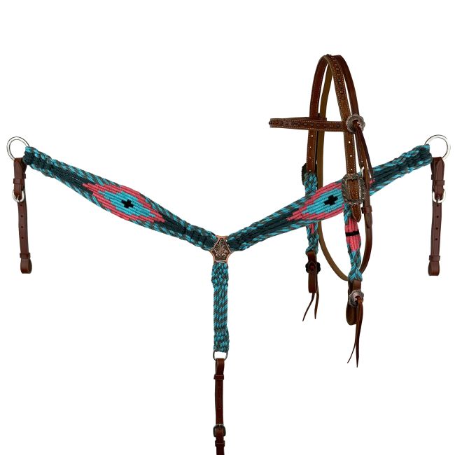 Showman Tropical Corded Mohair Browband Headstall and Breastcollar Set