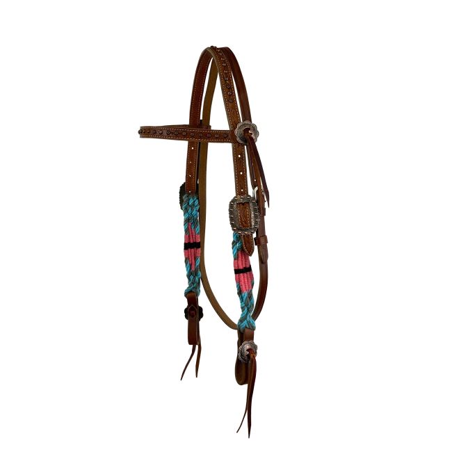 Showman Tropical Corded Mohair Browband Headstall and Breastcollar Set #3