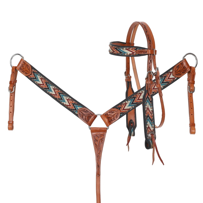 Showman Shockwave Browband Headstall and Breastcollar Set