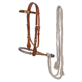 Showman Rawhide Rider Bosal Headstall with Reins