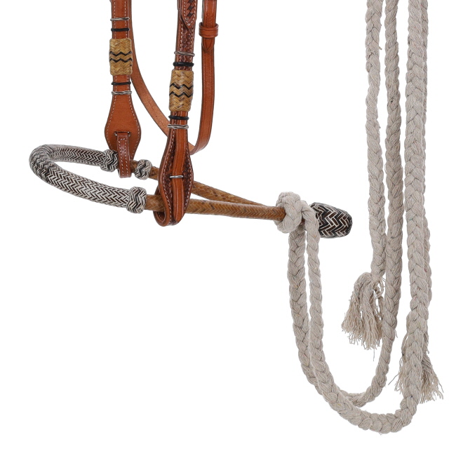 Showman Rawhide Rider Bosal Headstall with Reins #2