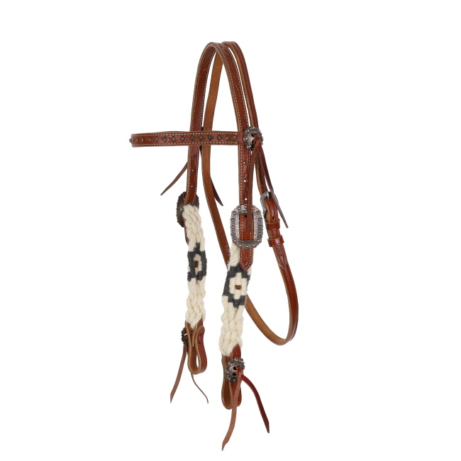 Showman Pinto Corded Mohair Browband Headstall and Breastcollar Set #2